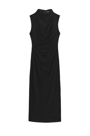 DRAPED MIDI DRESS - Black by Zara