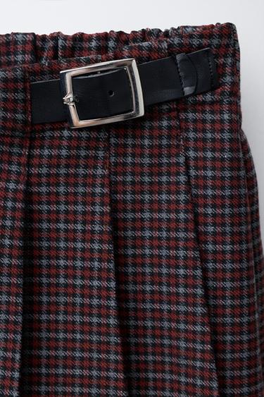 CHECK BERMUDA SKORT WITH BUCKLE - Reddish by Zara - Image 2