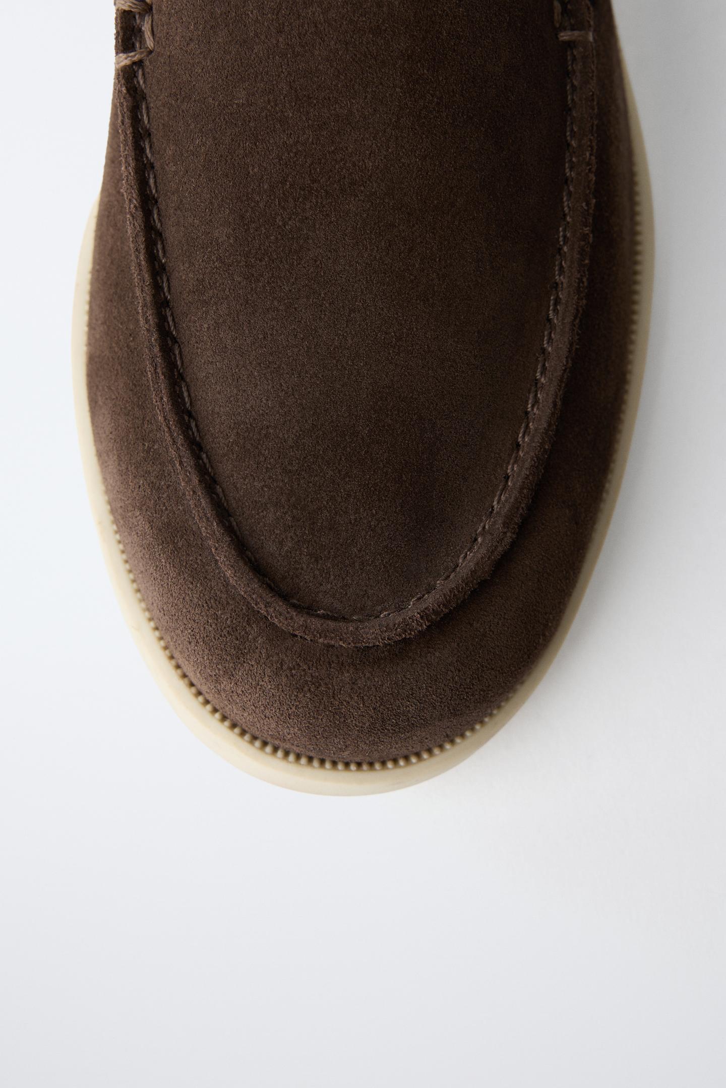 Детские туфли Zara Leather Boat, цвет: Коричневый, вариант 1 — фото 6