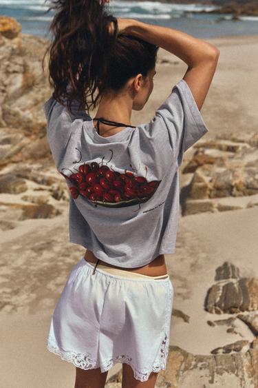 ФУТБОЛКА С ПРИНТОМ «МУЗЕЙ ПРАДО» — СЕРЫЙ С МЕЛАНЖЕВЫМ ЭФФЕКТОМ от Zara — изображение 0