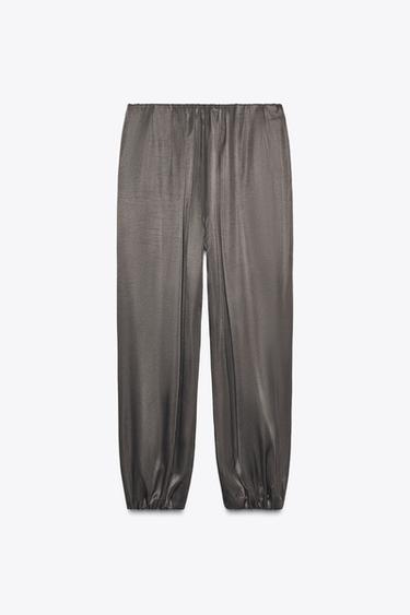 SATIN BALLOON TROUSERS - Light grey by Zara - Image 5