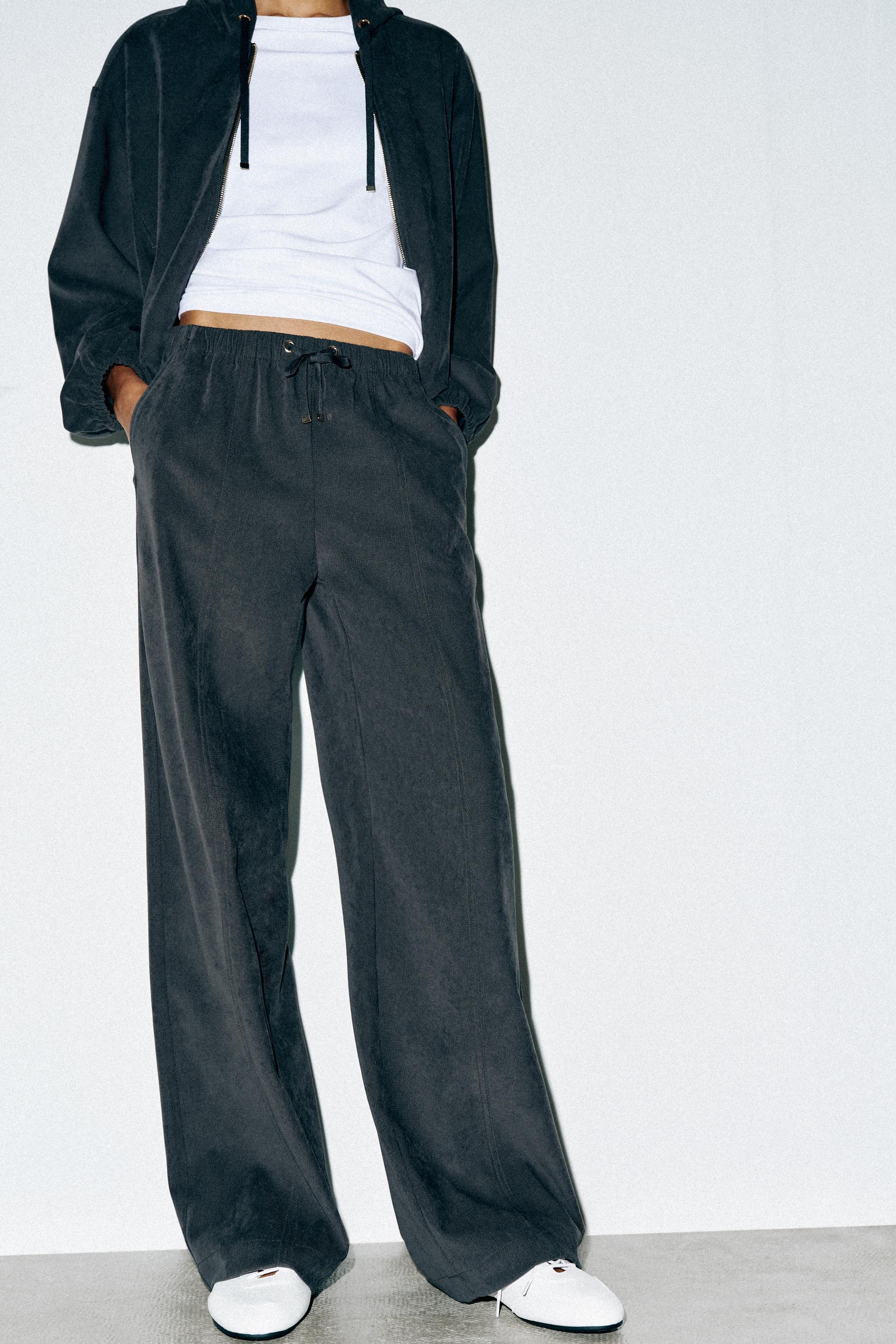 ELASTIC WAIST WIDE LEG TROUSERS — Anthracite grey