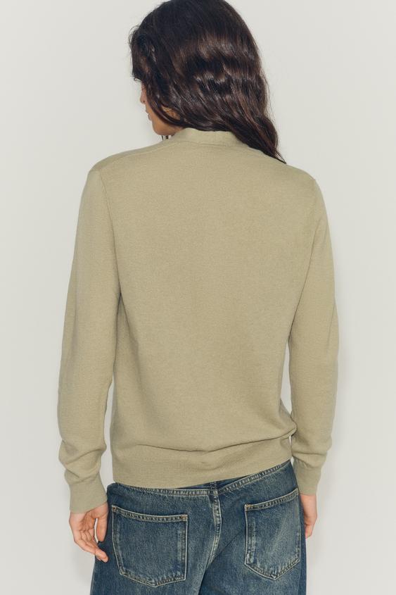 100% EXTRA-SOFT WOOL V-NECK CARDIGAN - Greenish by Zara - Image 2