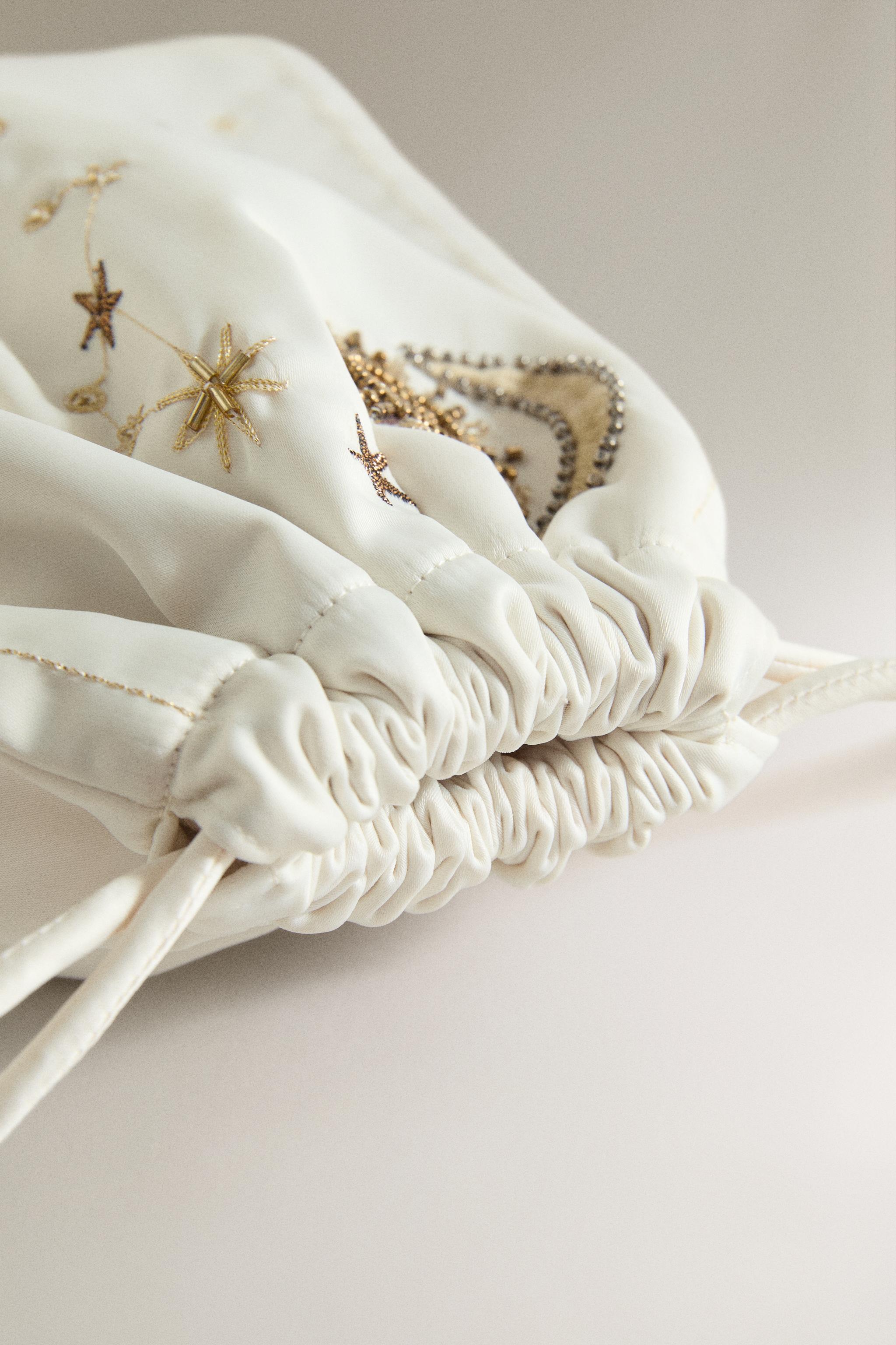 MEDIUM EMBROIDERED BAG | MARISA BERENSON — Beige