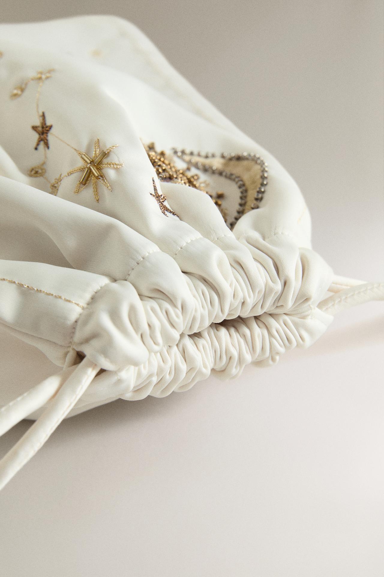 MEDIUM EMBROIDERED BAG | MARISA BERENSON — Beige