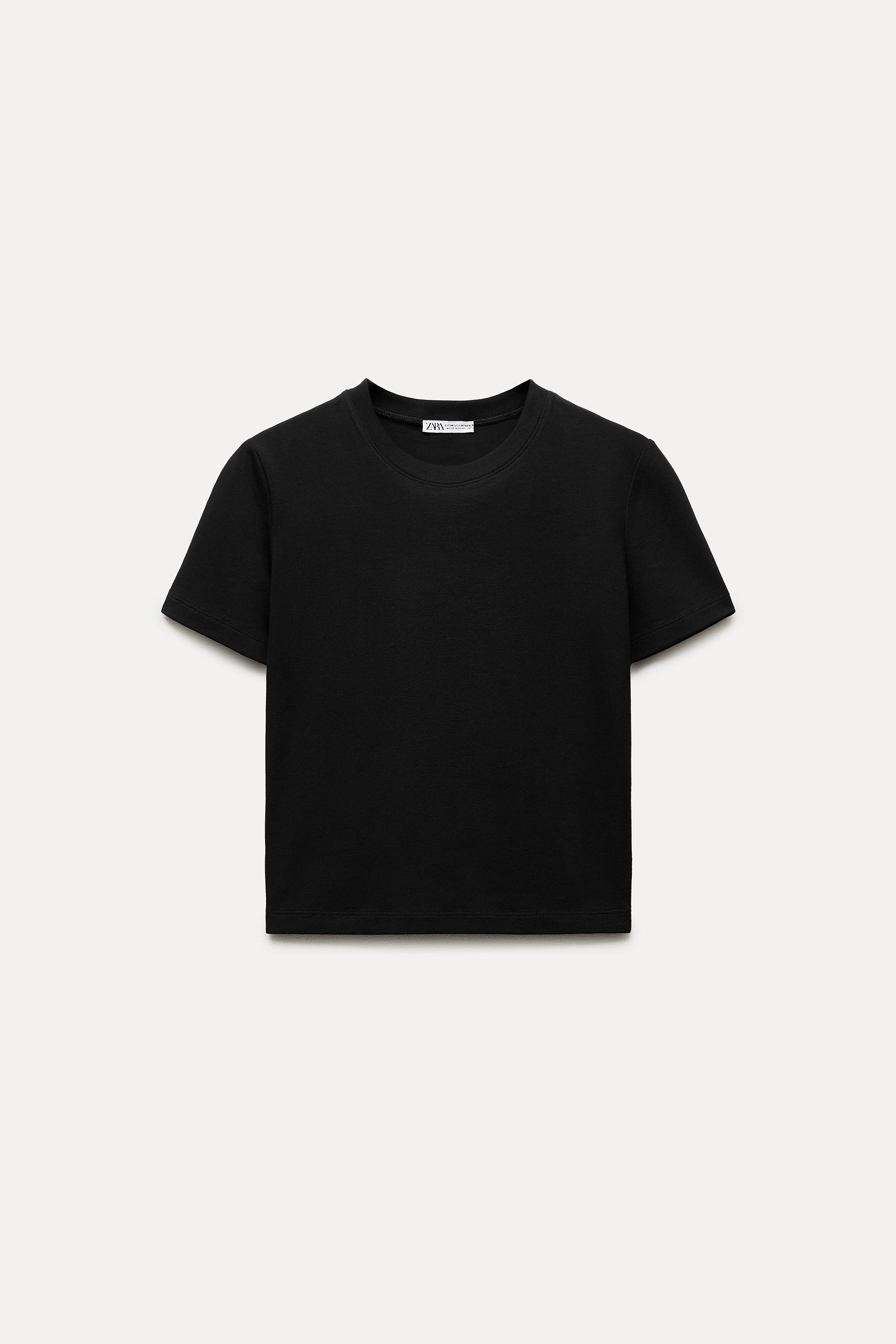 Black t shirt zara best sale