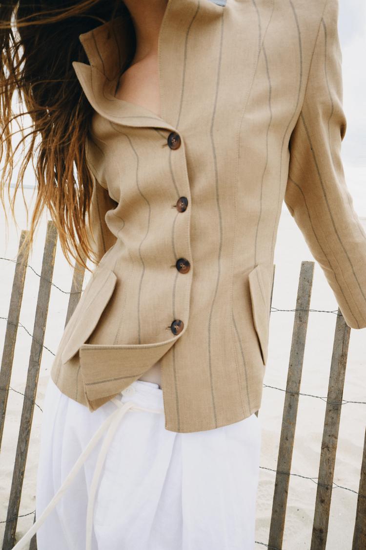 Blazer a rayas con lino colección ZW 4
