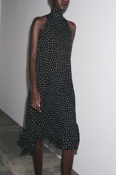 ZW COLLECTION HALTER POLKA DOT DRESS - Black / White by Zara - Image 5
