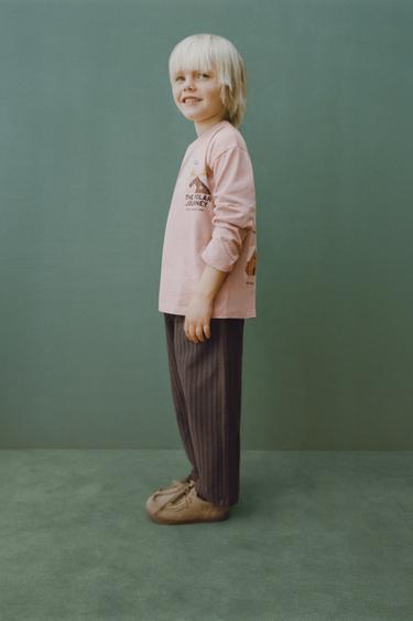 PANTALON BAGGY STRUCTURÉ À RAYURES - Marron de Zara