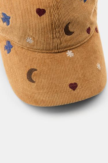 CASQUETTE VELOURS CÔTELÉ BRODERIES OISEAUX LUNES - Marron clair de Zara - Image 3