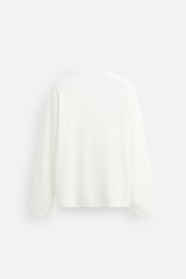 T-SHIRT À COL BOUTONNÉ - Écru de Zara - Image 8