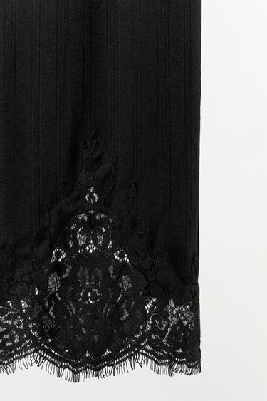 PANTALON POINTELLE AVEC DENTELLE - Noir de Zara - Image 3