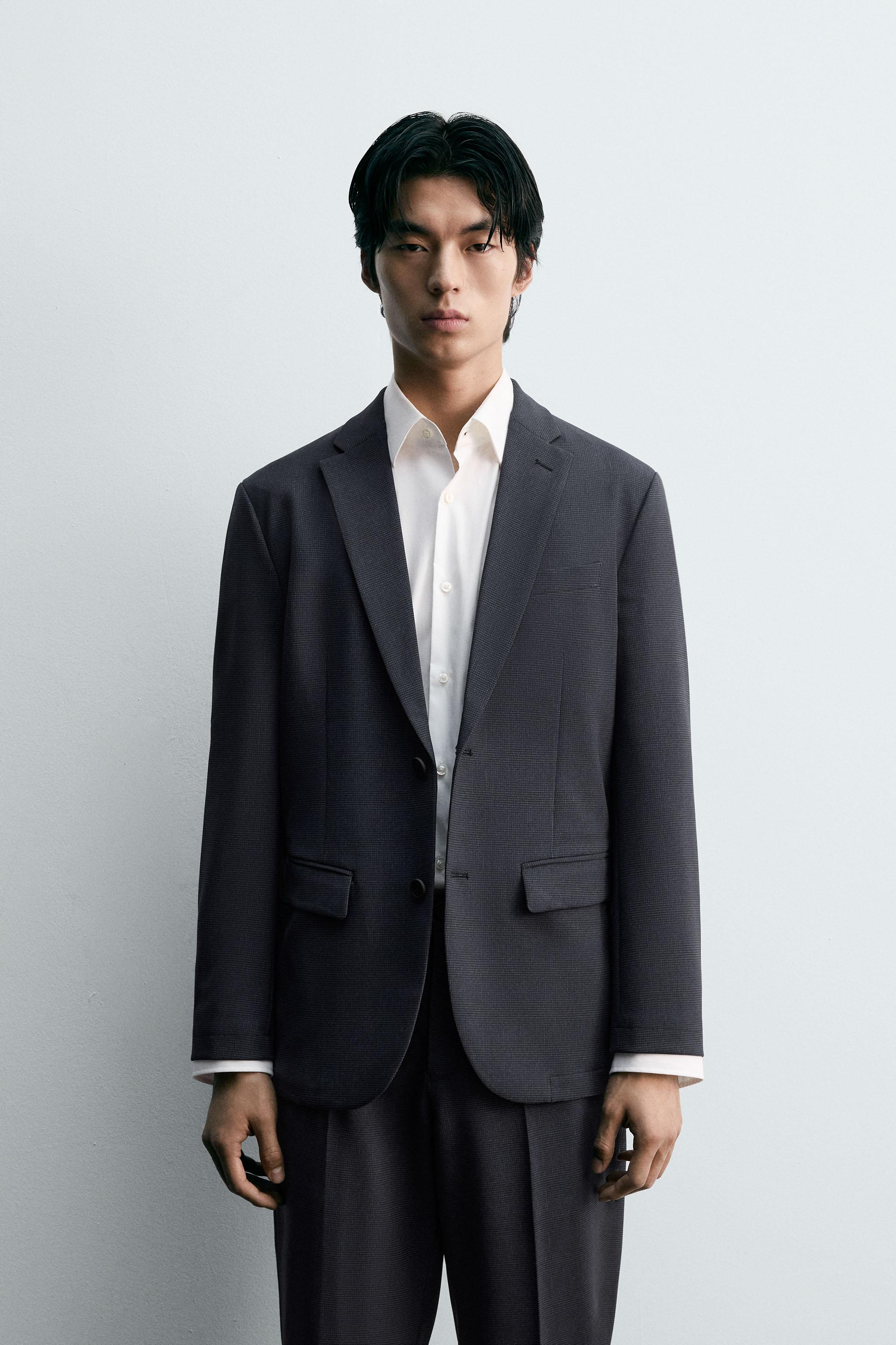 チェック柄スーツブレザー - ネイビーブルー | ZARA Japan / 日本