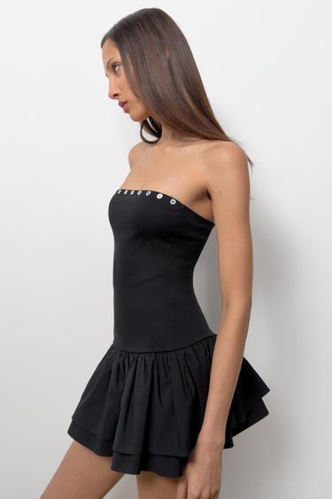 RUFFLED MINI DRESS - Black by Zara - Image 3
