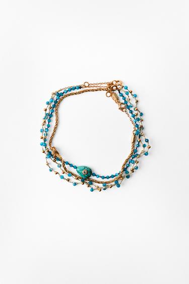 LOT DE 3 BRACELETS DE CHEVILLE FANTAISIE - Turquoise de Zara