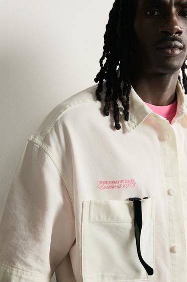 CAMISA RELAXED FIT COMBINADA - Blanco de Zara