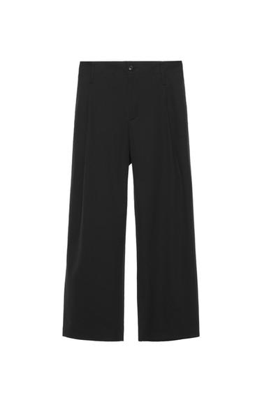 PANTALÓN PLIEGUES ALGODÓN - VISCOSA - Negro de Zara