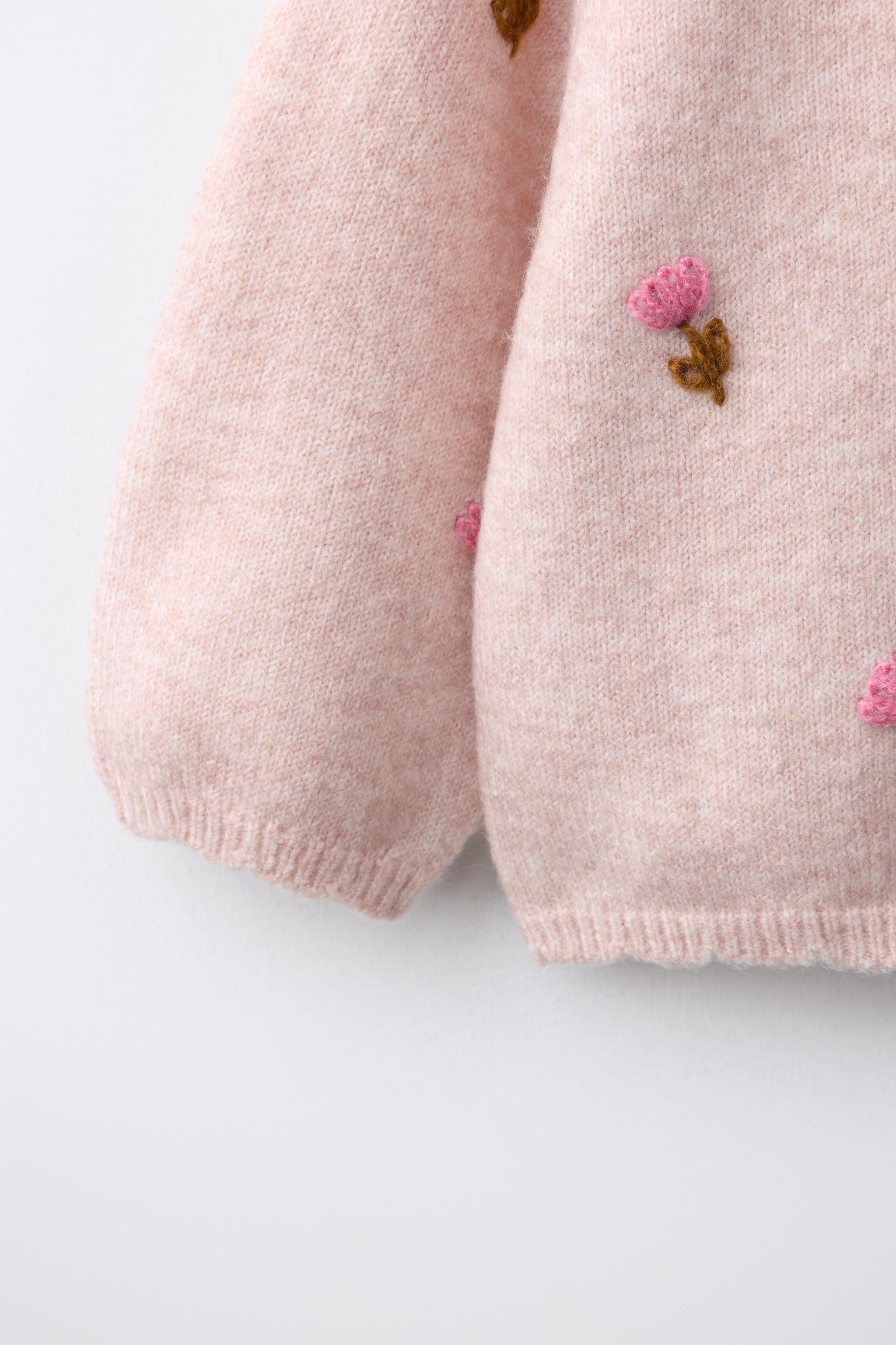 CARDINGAN WITH EMBROIDERED FLOWERS - Pale pink | ZARA India