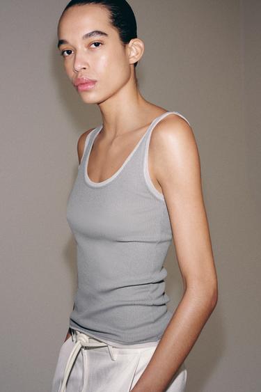 CAMISETA COMBINADA TIRANTES - Gris de Zara