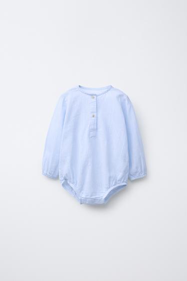 TEXTURED BODYSUIT - Light blue by Zara - Image 0