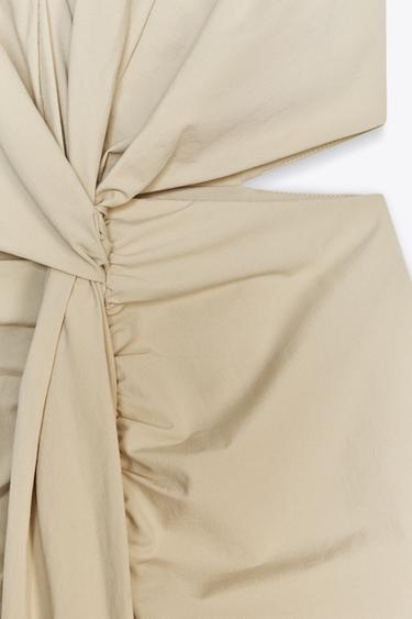 ROBE MI-LONGUE AJOURÉE NŒUD - Beige de Zara - Image 7