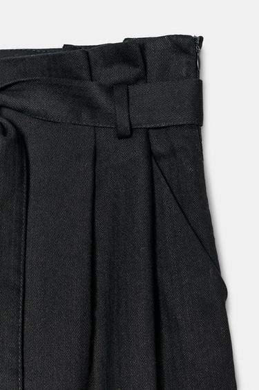 PANTALON PAPERBAG AVEC CEINTURE - Bleu nuit de Zara - Image 9