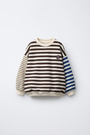 Zara 條紋笑臉貼布運動衫 - 多色 - 圖片 0