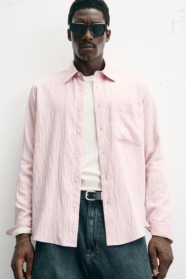 Zara FLOWY STRIPED SHIRT - Pink - Image 0