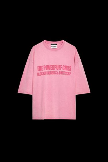 Zara THE POWERPUFF GIRLS™ WASHED EFFECT T-SHIRT - Pink - Image 0