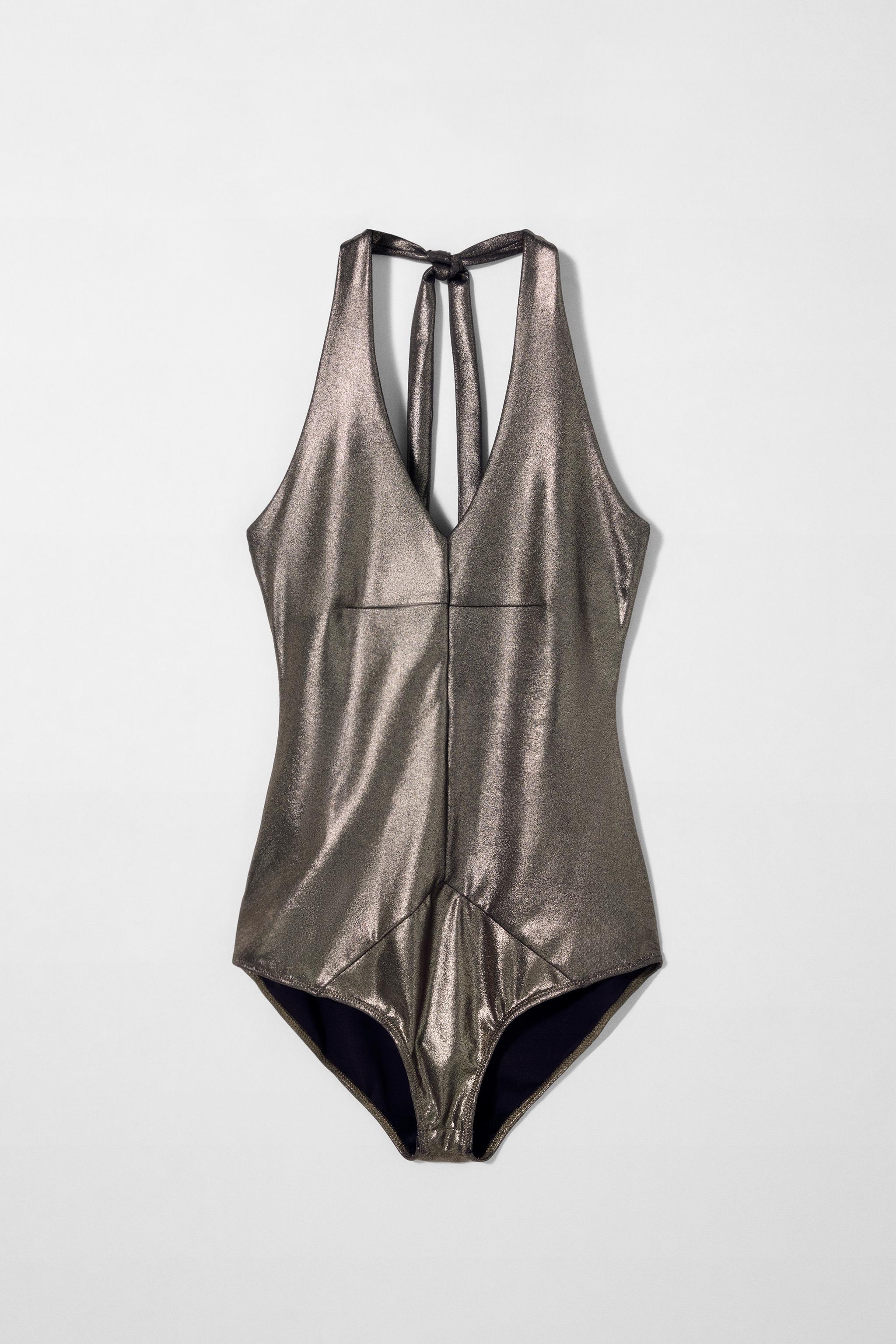 メタルホルターネックボディスーツ KATE MOSS X ZARA 3208/819 METALLIC HALTER BODYSUIT KATE MOSS X ZARA - Matte gold