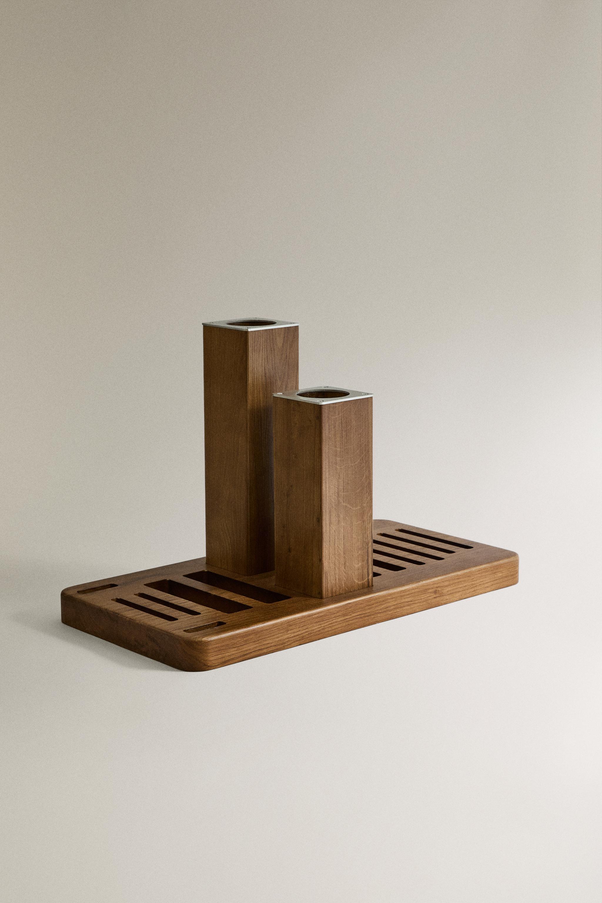 WOODEN BAR AND DISC RACK - Light beige | ZARA United States