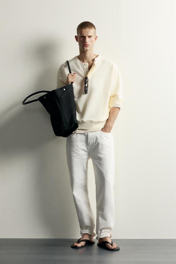 RELAXED FIT HENLEY SWEATSHIRT - Oyster-white de Zara - Imagen 0