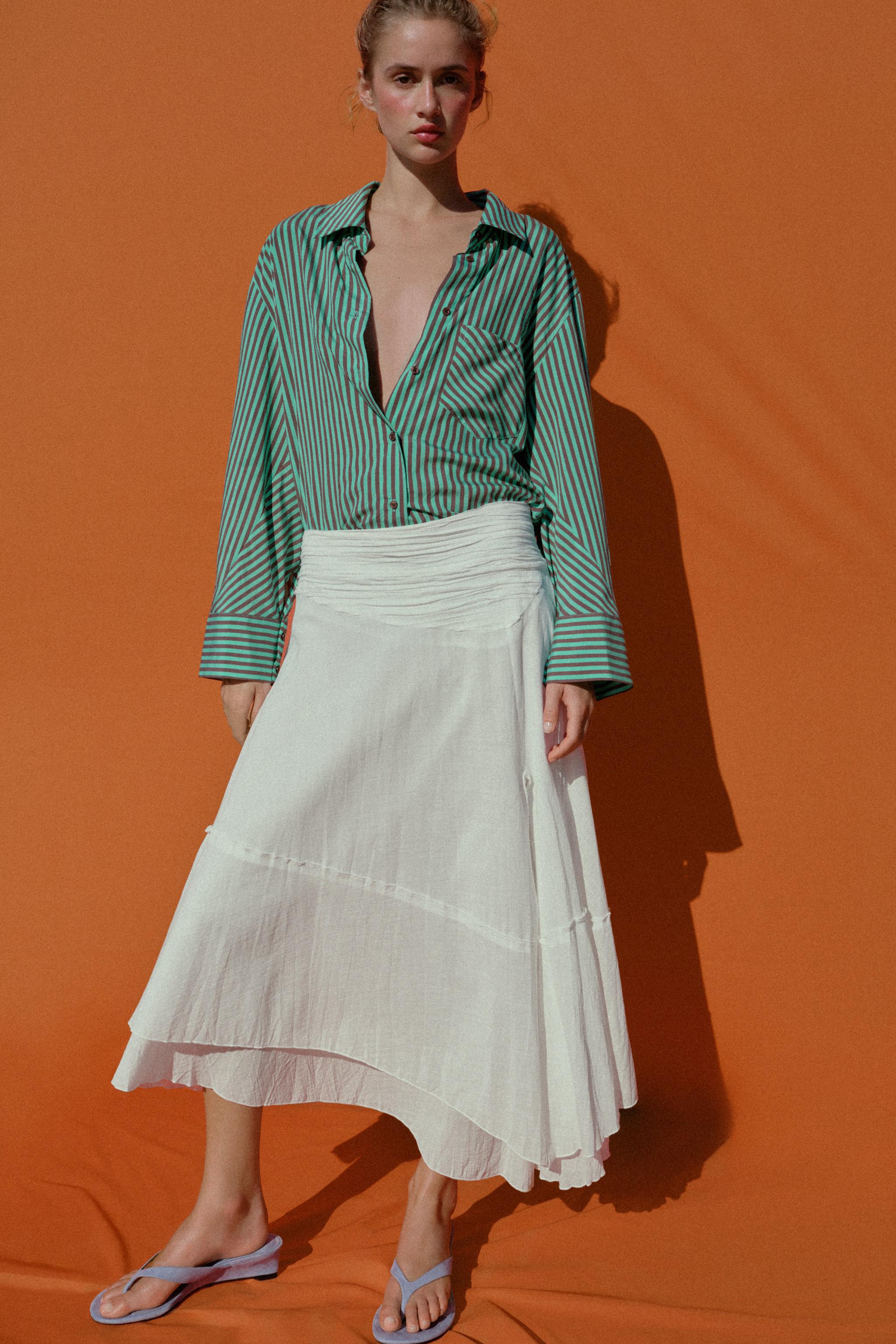 Женские юбки Zara ASYMMETRIC RUSTIC FABRIC SKIRT