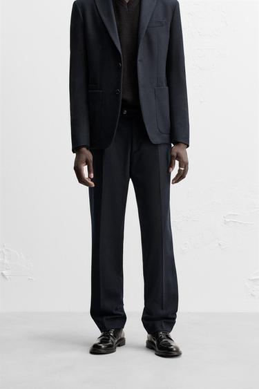 Zara FLANNEL SUIT PANTS - Navy blue