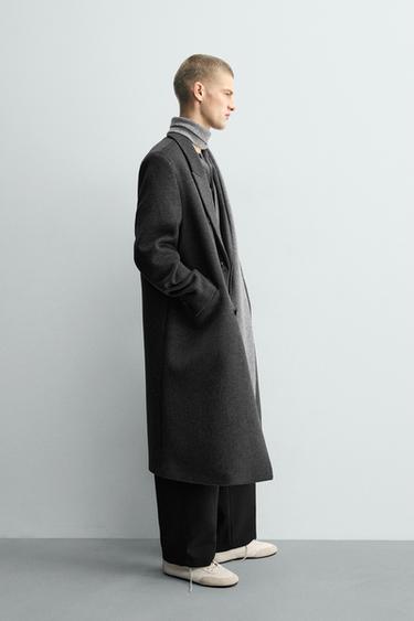MANTEAU CROISÉ AVEC LAINE - Gris chiné de Zara - Image 3