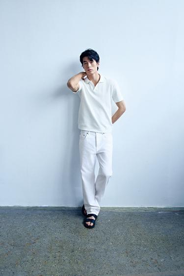 VERTICAL TEXTURE POLO SHIRT - Oyster-white by Zara