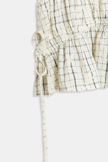 CHECK EMBROIDERED TOP WITH BOWS - Black / White by Zara - Image 8