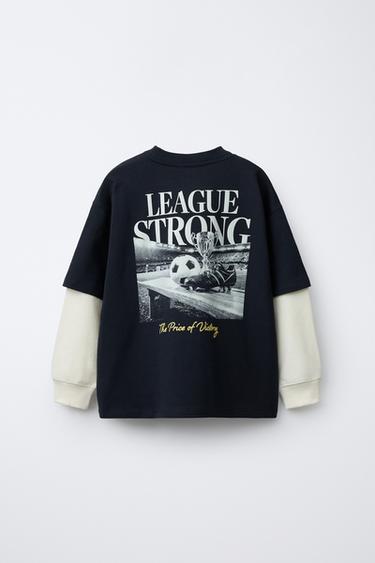 T-SHIRT DOUBLE MANCHE FOOTBALL - Bleu marine de Zara - Image 1