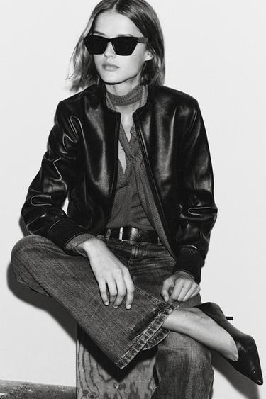 حذاء جلد بكعب كيتين - بني شوكولا الخاص بـ Zara - صورة 0
