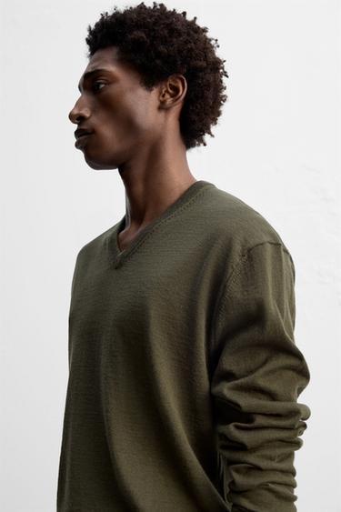 WOOL - COTTON SWEATER - Khaki by Zara - Image 5