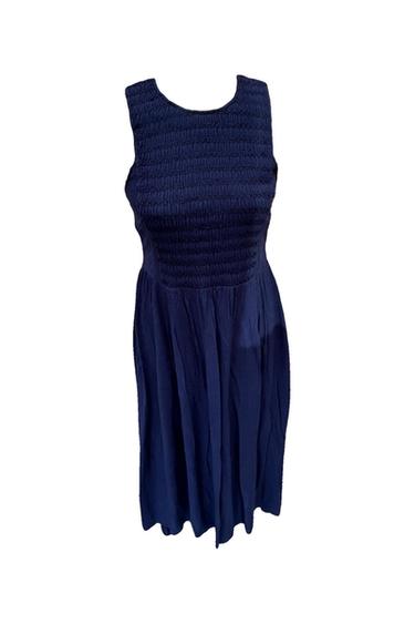 ZARA NAVY BLUE CHIFFON MIDI DRESS