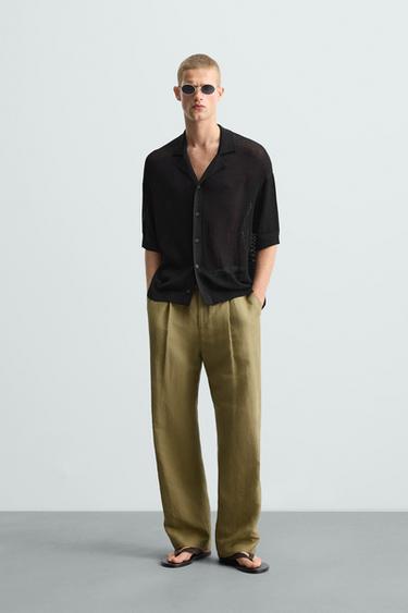 CAMISA PUNTO CALADO - Negro de Zara - Imagen 0