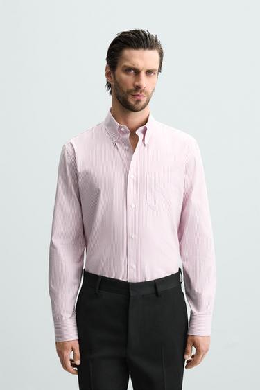 CAMISA ALGODÓN - SEDA - Raya Roja de Zara