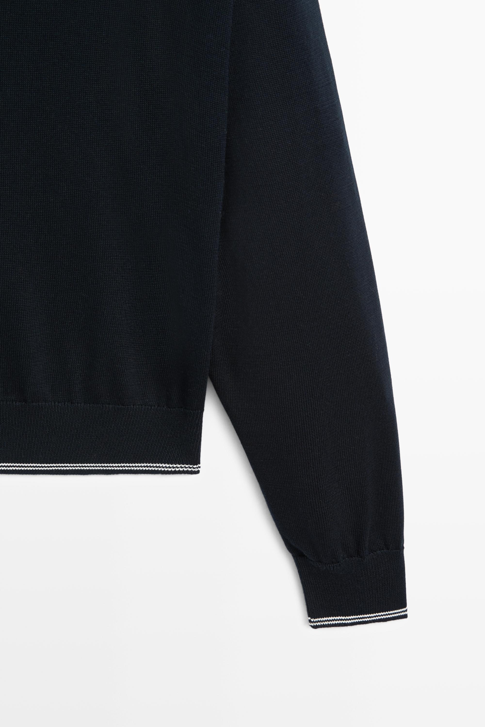 100% cotton contrast polo collar cardigan