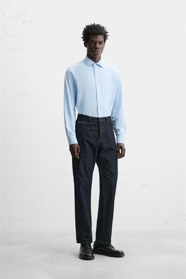 TEXTURED STRETCH SHIRT - Sky blue by Zara - Image 0