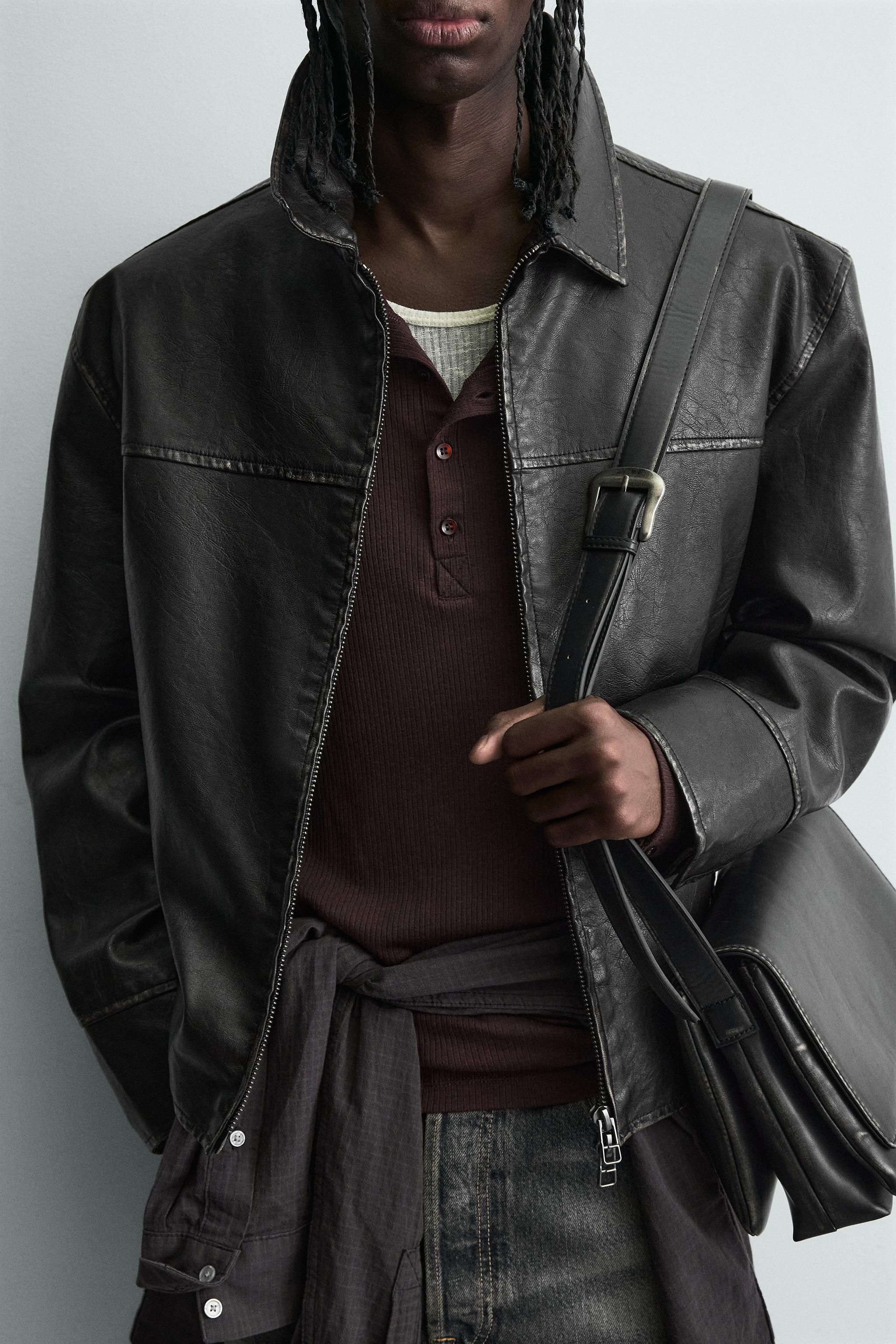 BLOUSON EN MATIÈRE SYNTHÉTIQUE LAVÉE