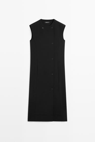 Zara Buttoned midi dress - Black - Image 0