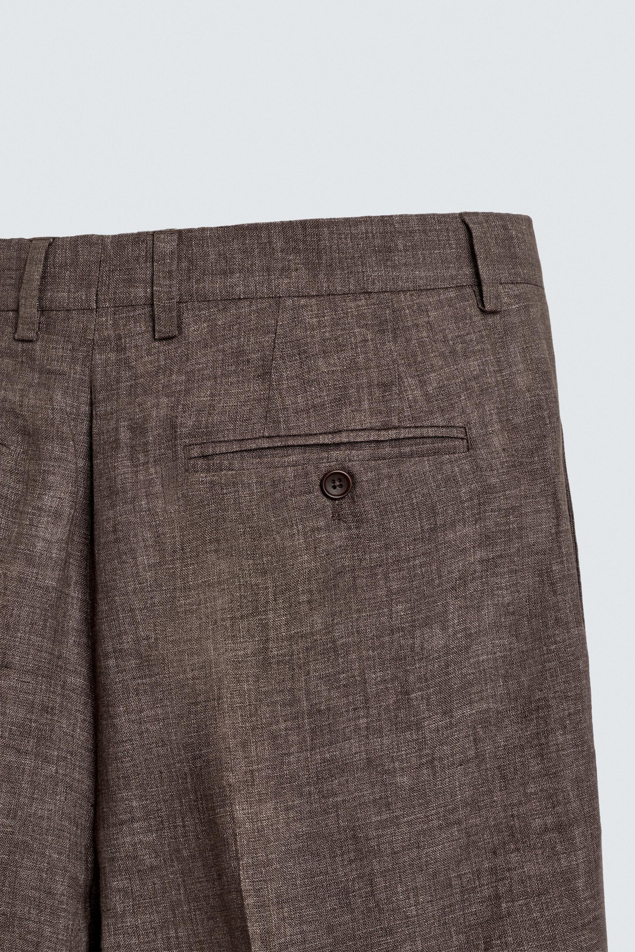 REGULAR FIT 100% LINEN PANTS
