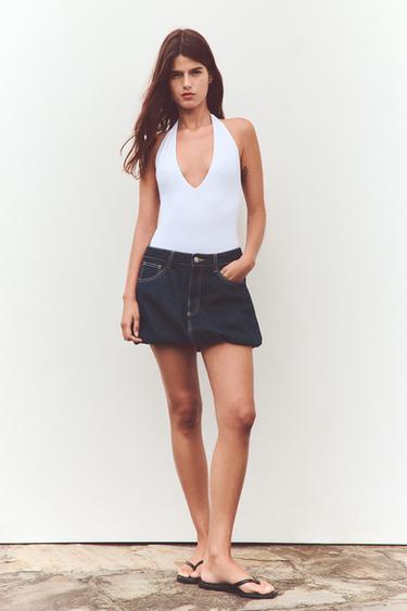 HALTER POLYAMIDE BODYSUIT - White by Zara