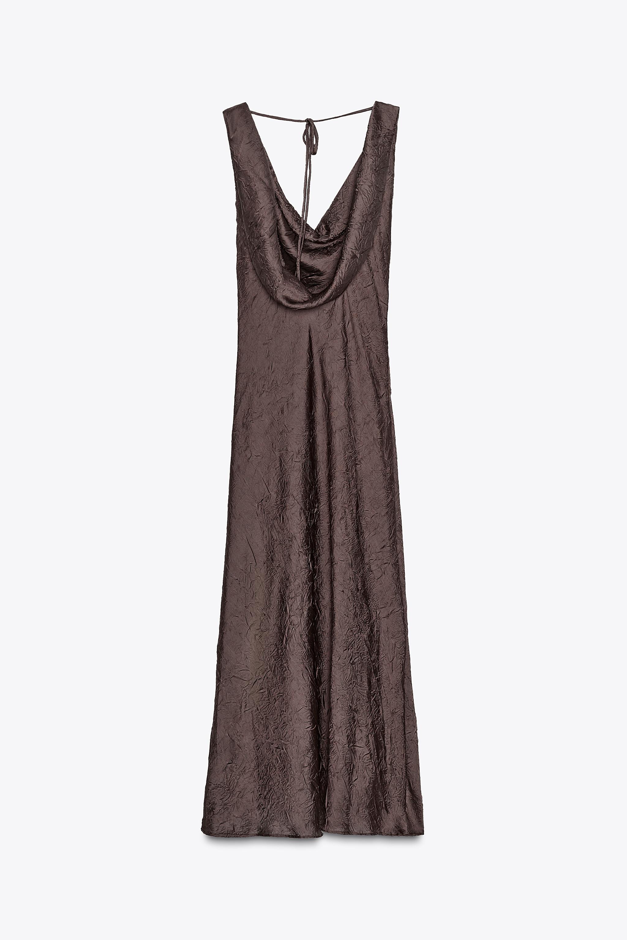 ROBE MIDI SATINÉE EFFET FROISSÉ